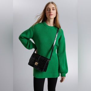 & Other Stories Ribbed Hourglass Silhouette Sweater in Green